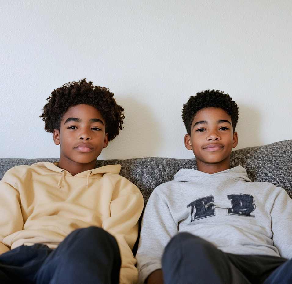 Two boys sitting on a couch | Source: Pexels