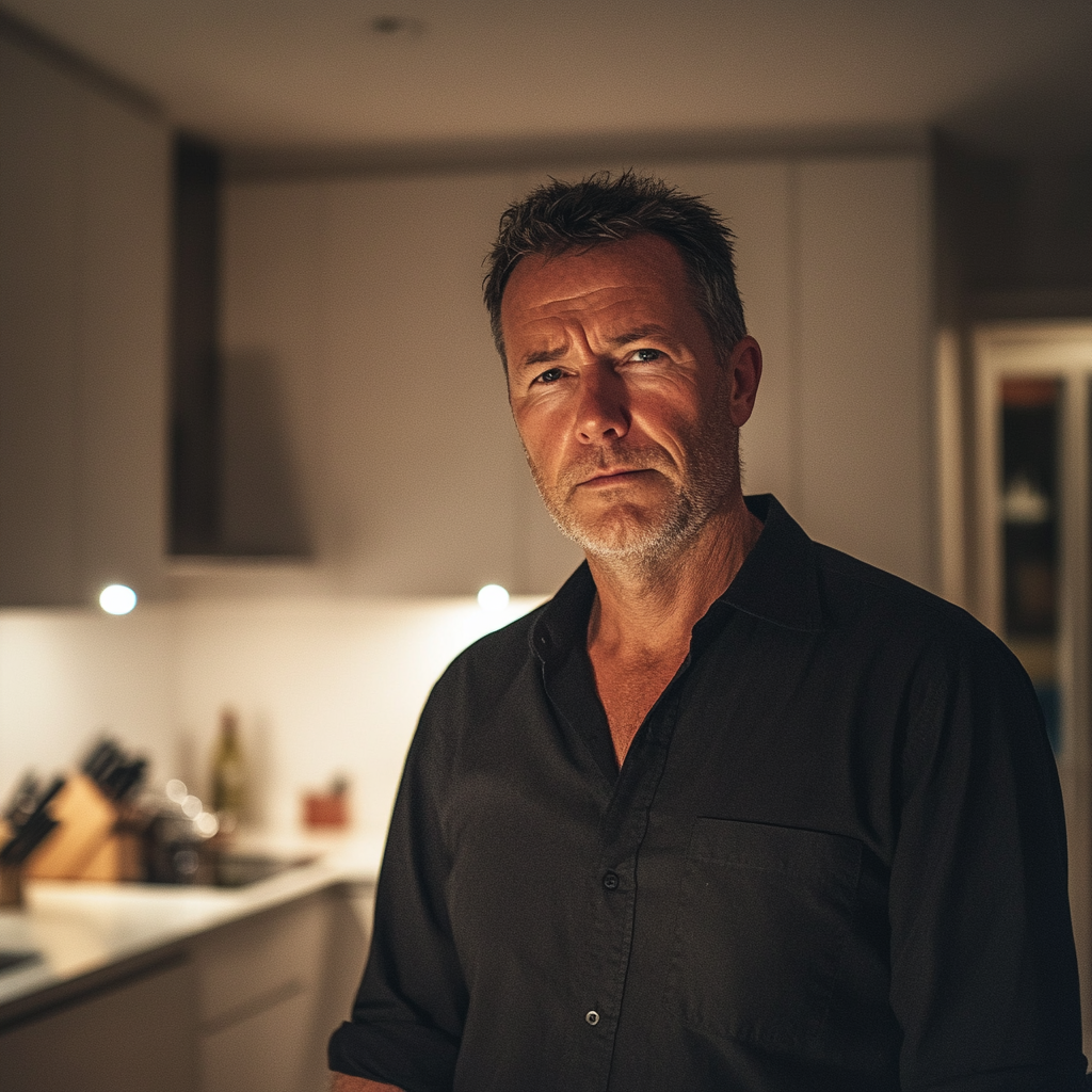 An older man standing in a kitchen | Source: Midjourney