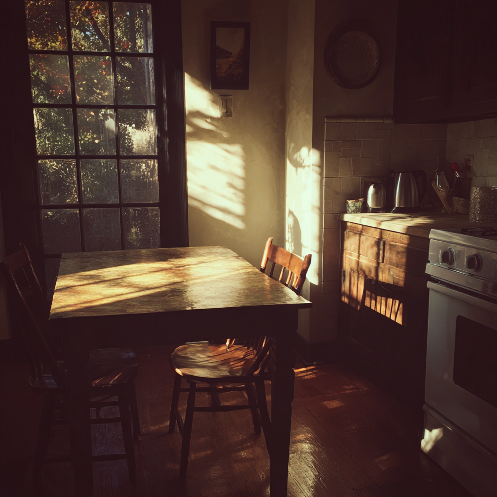 An empty kitchen table | Source: Midjourney