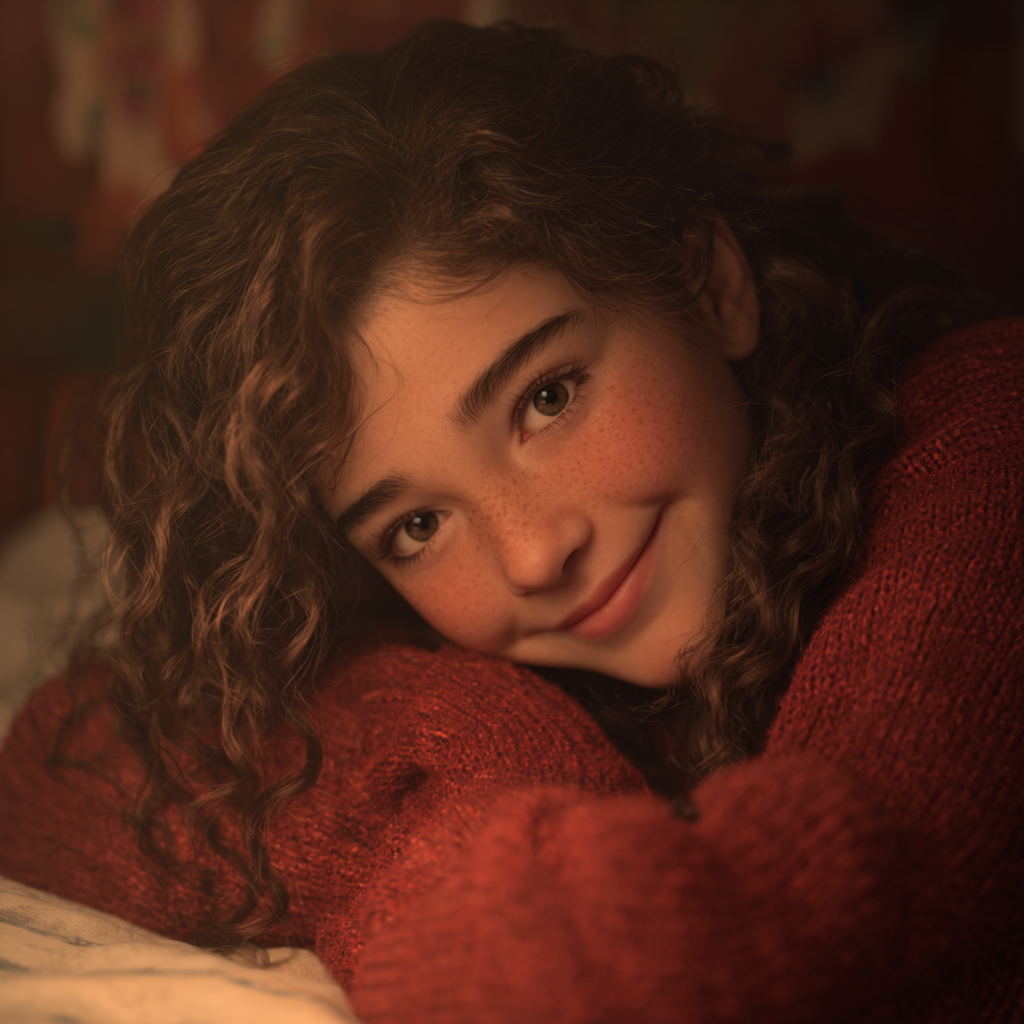 A girl lying in her bed | Source: Midjourney