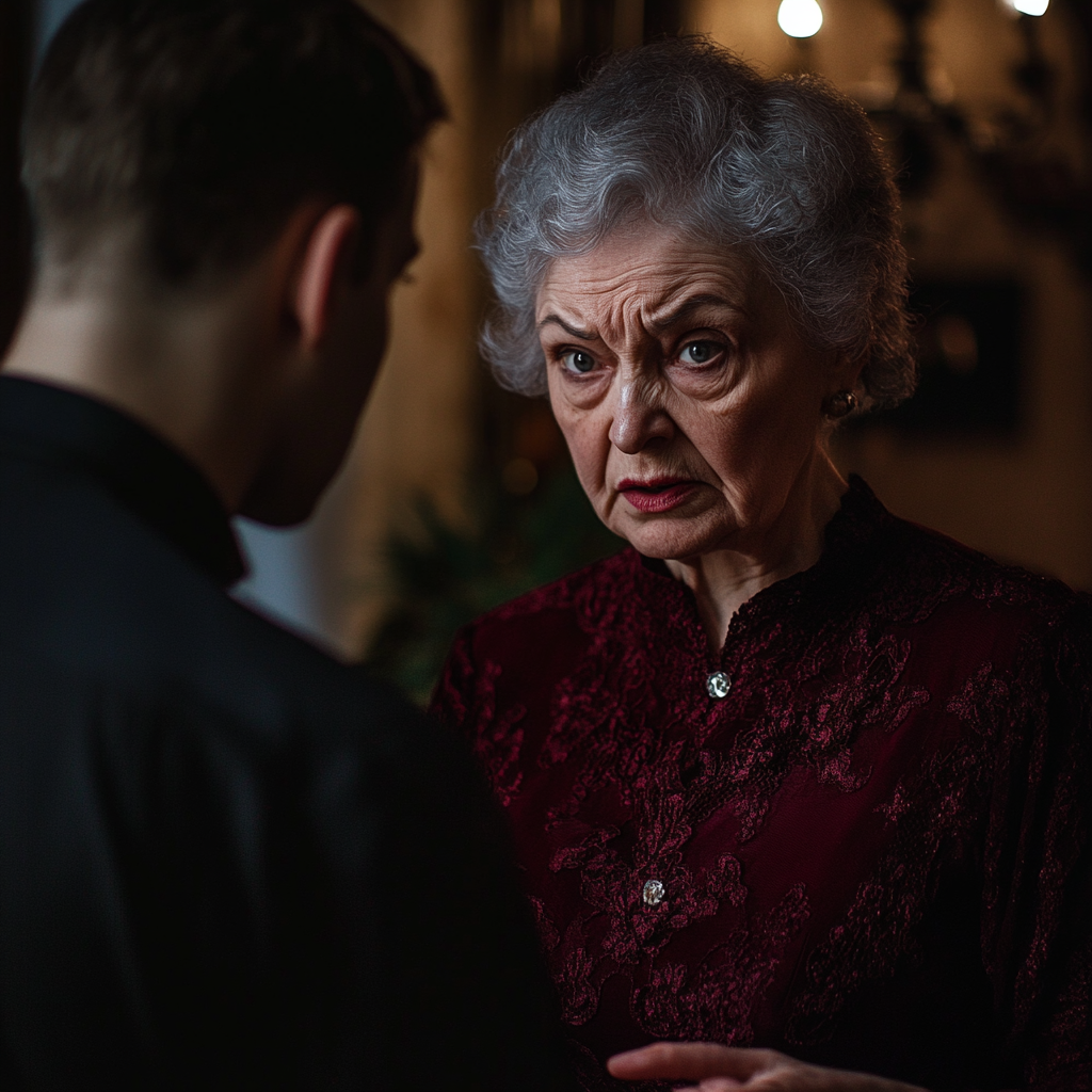 An angry woman talking to her son | Source: Midjourney