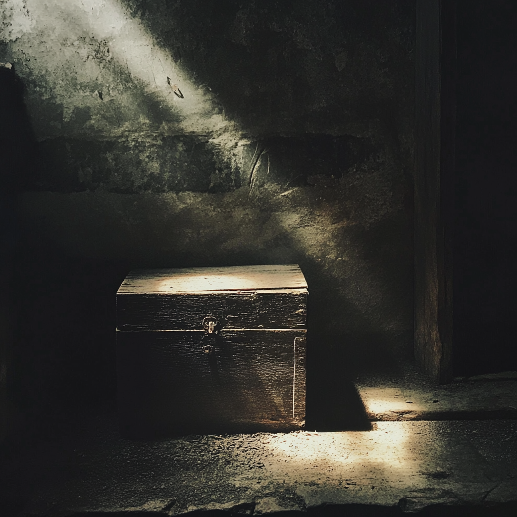 A dusty wooden box | Source: Midjourney