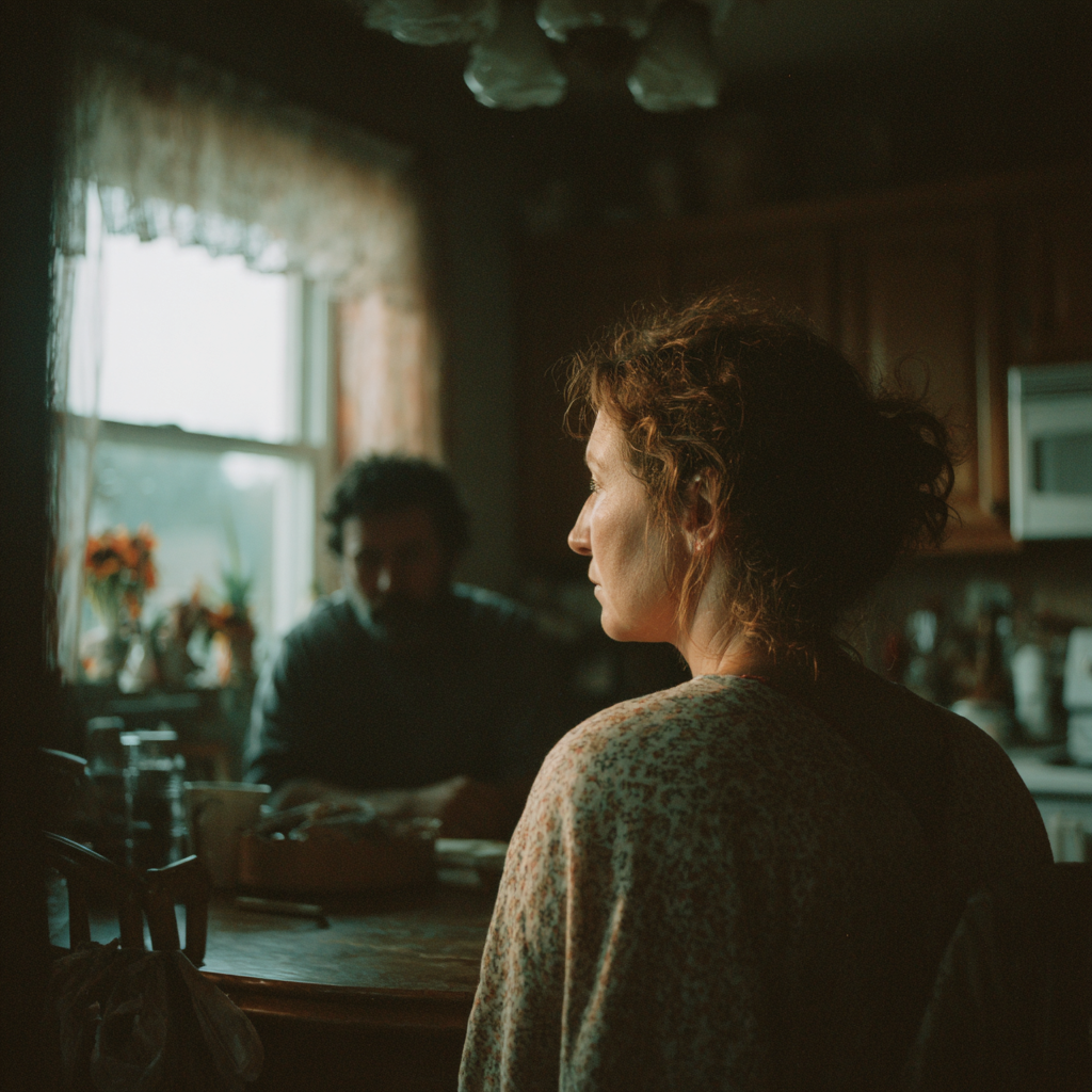 A couple sitting after a tense conversation | Source: Midjourney