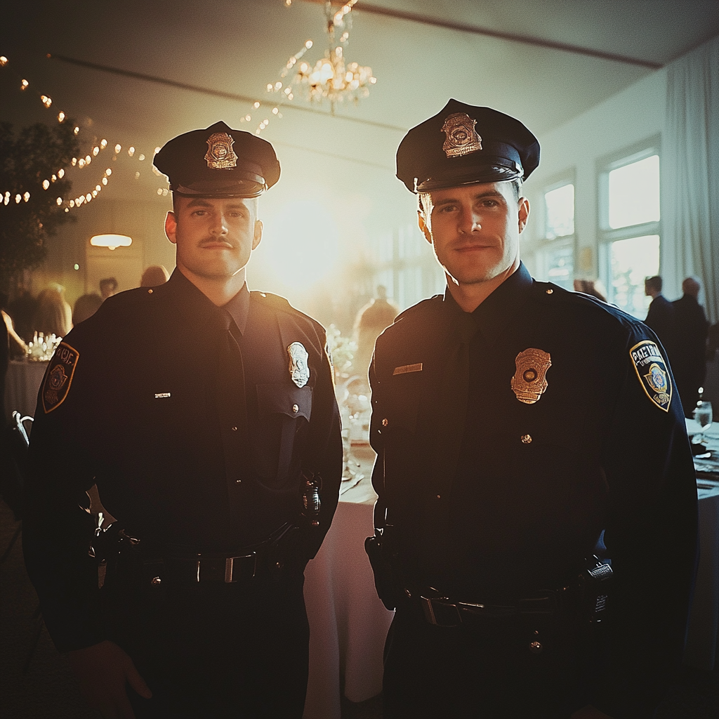 Two police officers at a wedding | Source: Midjourney