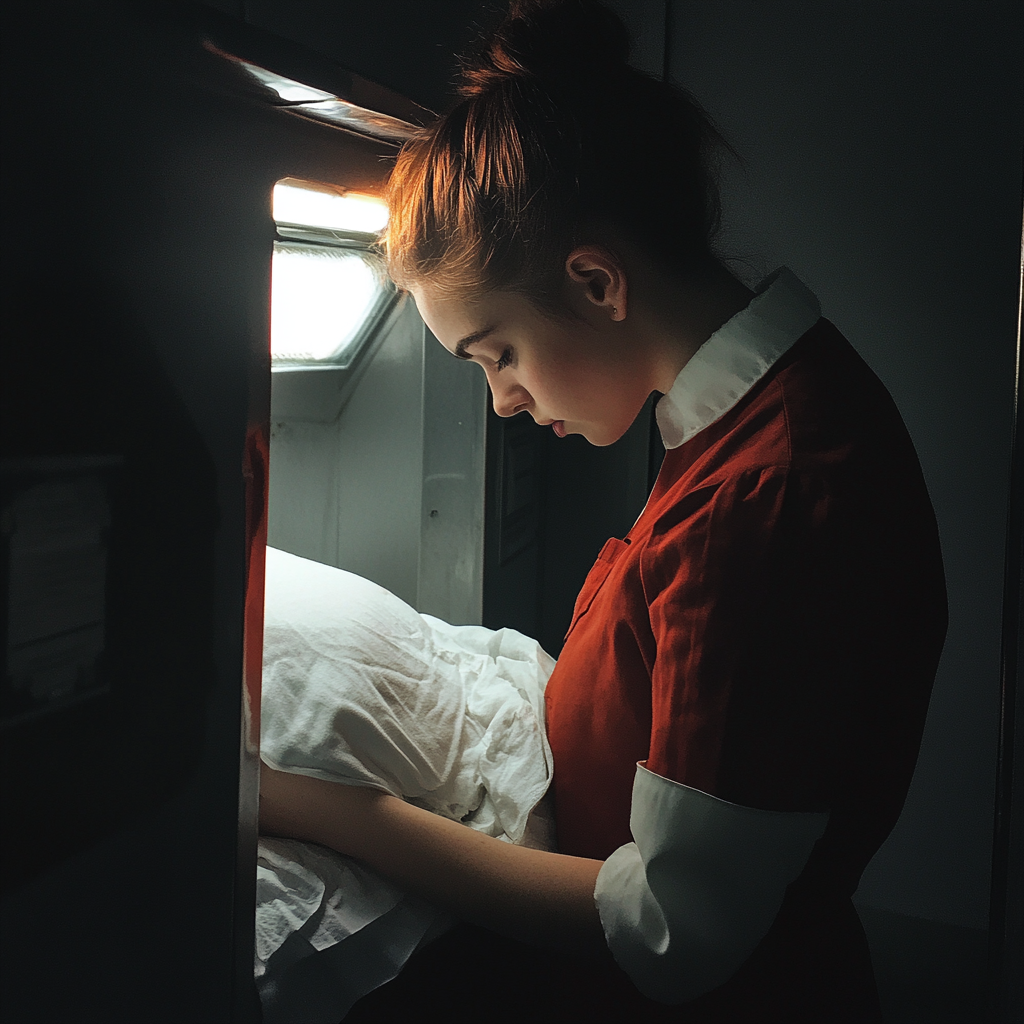 Woman viewing a body in a morgue | Source: Midjourney