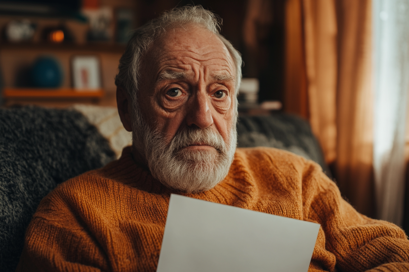 A stunned man holding a letter | Source: Midjourney