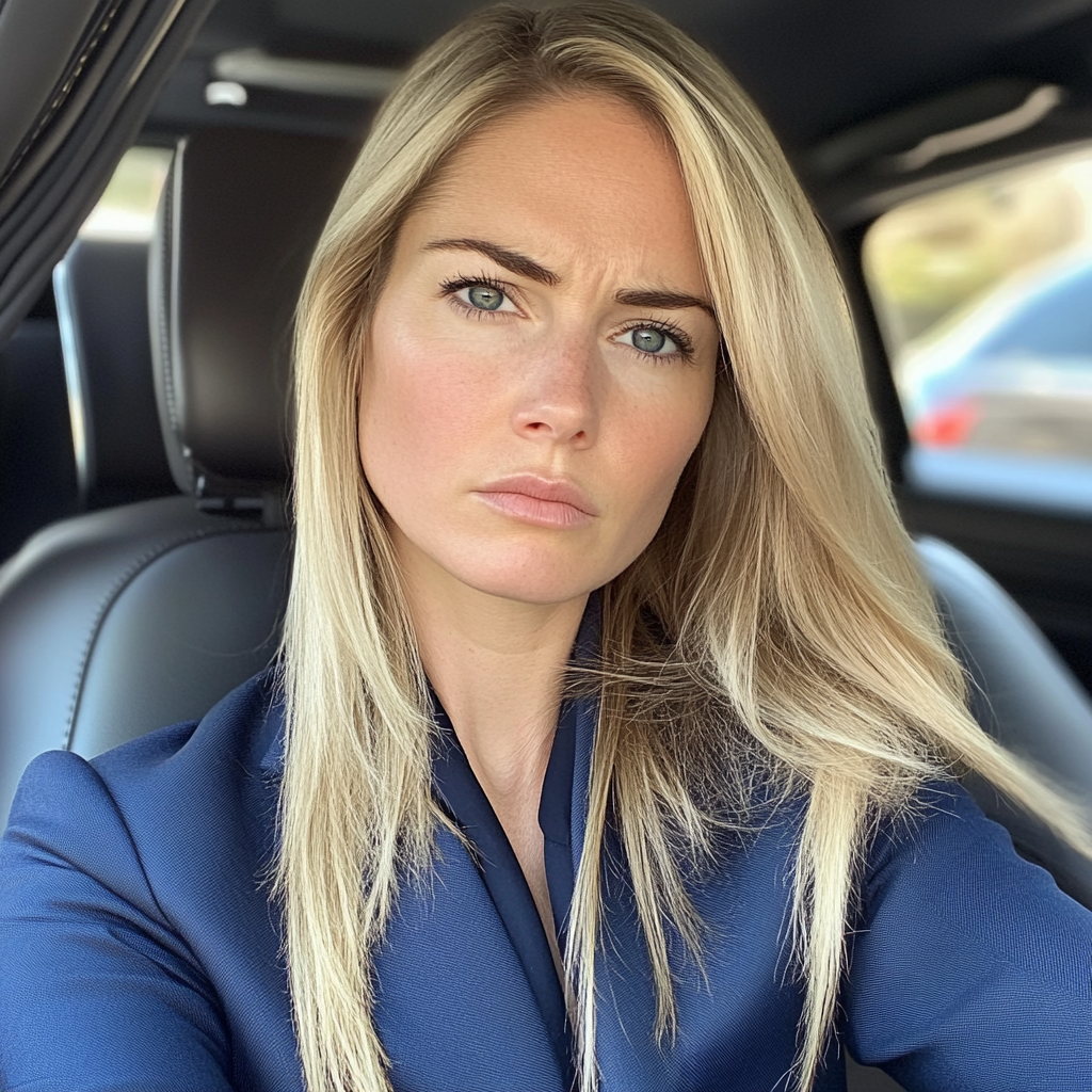 An upset woman sitting in a car | Source: Midjourney