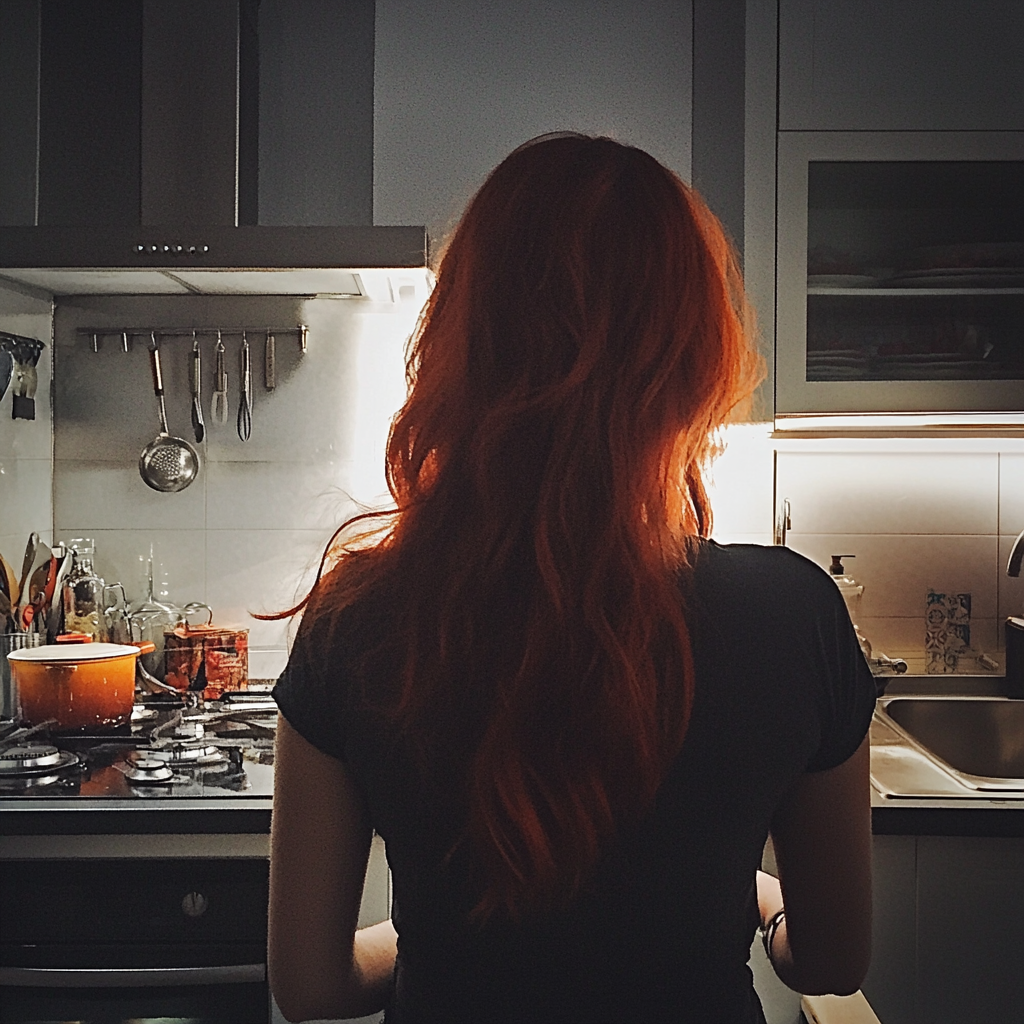 A woman standing in a kitchen | Source: Midjourney