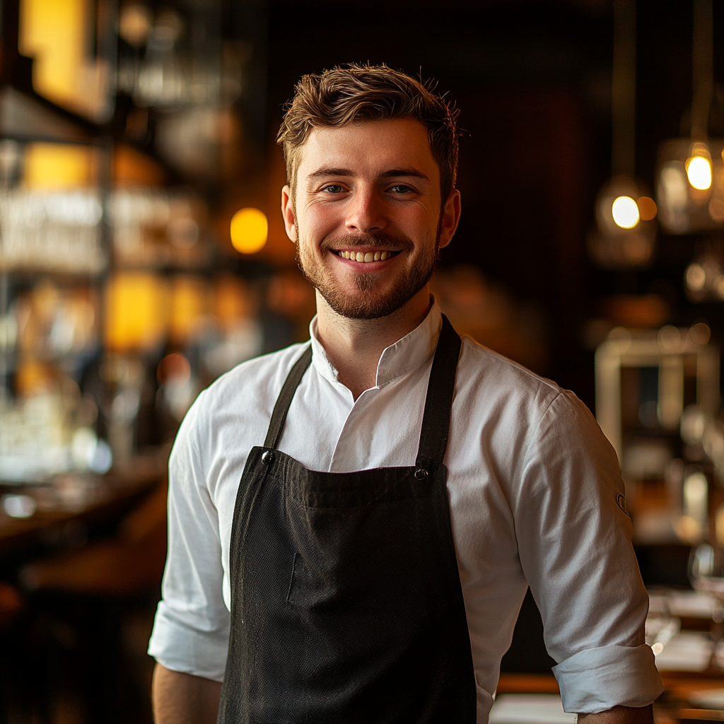 Um garçom em pé em um restaurante | Fonte: Midjourney