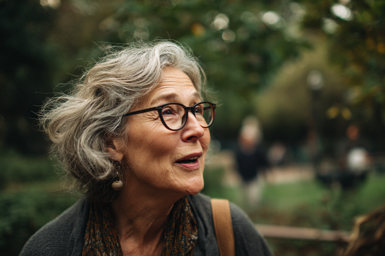An older woman talking to another woman in a park | Source: Midjourney