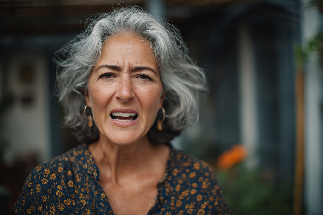 An older woman yelling | Source: Midjourney