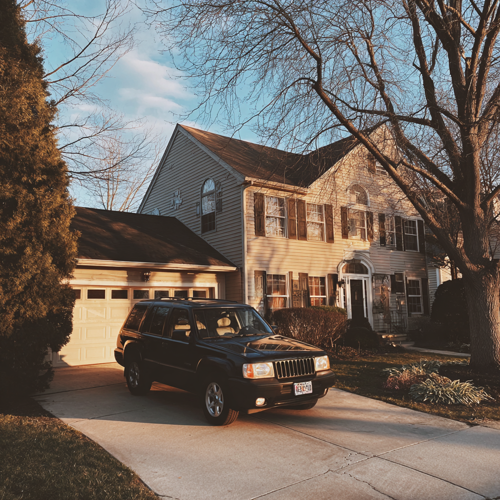 A car parked in a driveway | Source: Midjourney