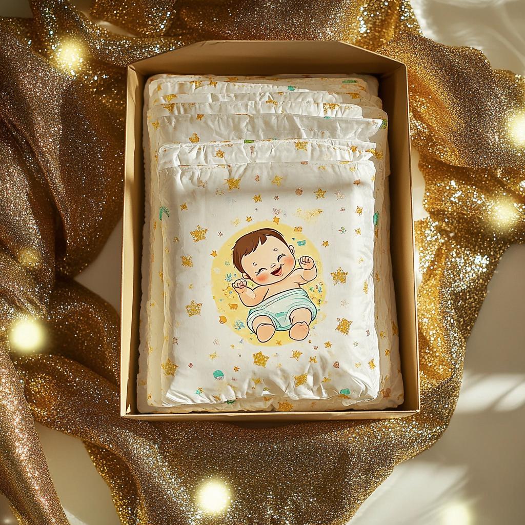 Diapers in a gift box | Source: Midjourney