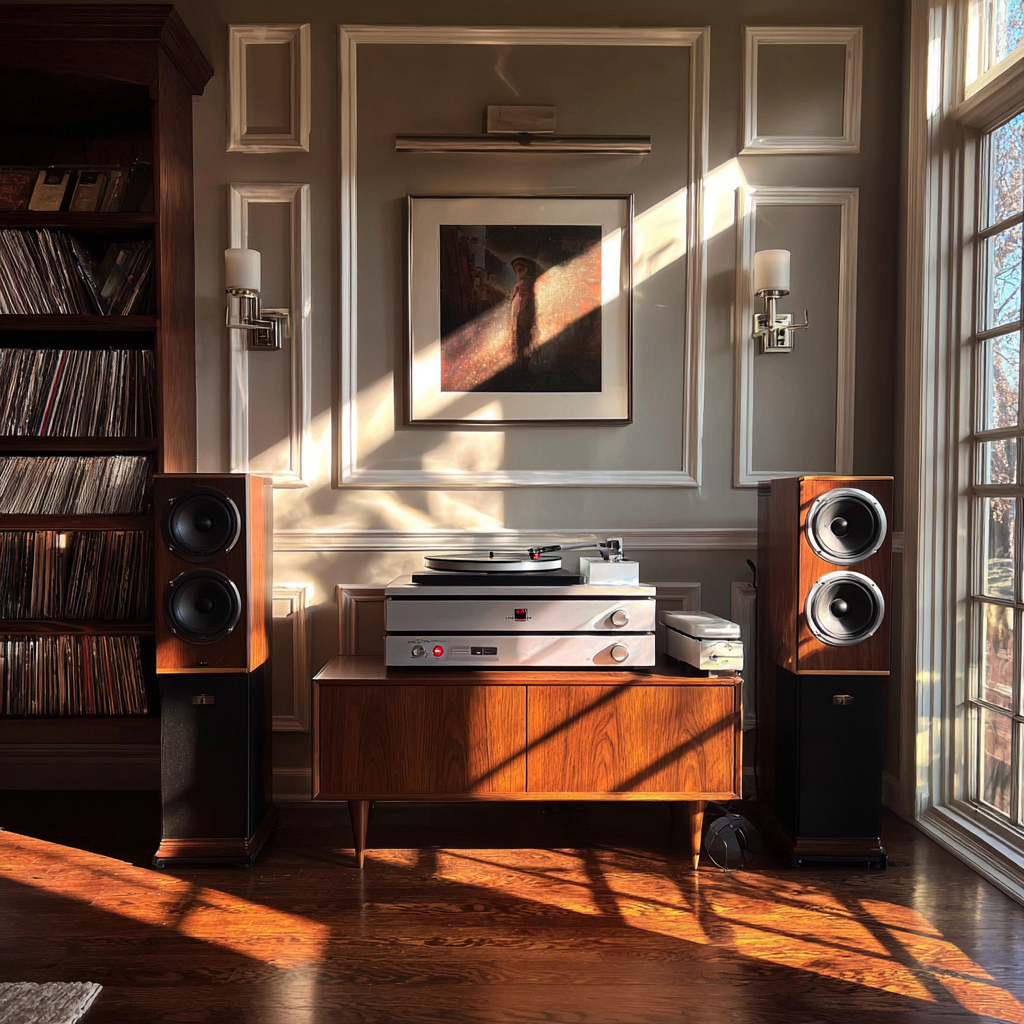 A stereo in a living room | Source: Midjourney
