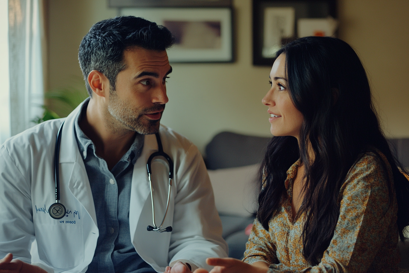 Doctor hablando con su esposa | Fuente: Midjourney