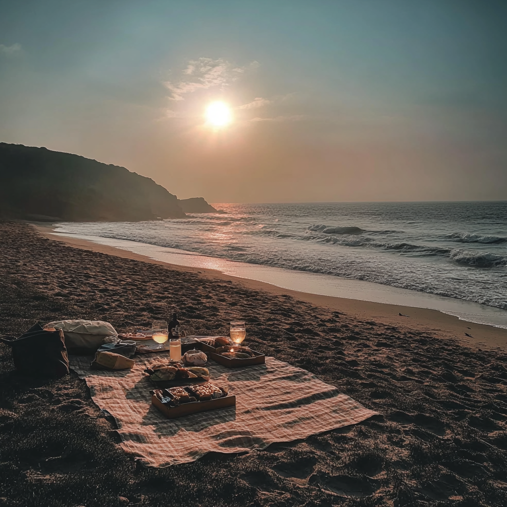 A picnic on a beach | Source: Midjourney
