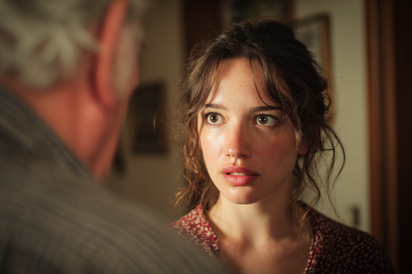 A woman talking to her father | Source: Midjourney