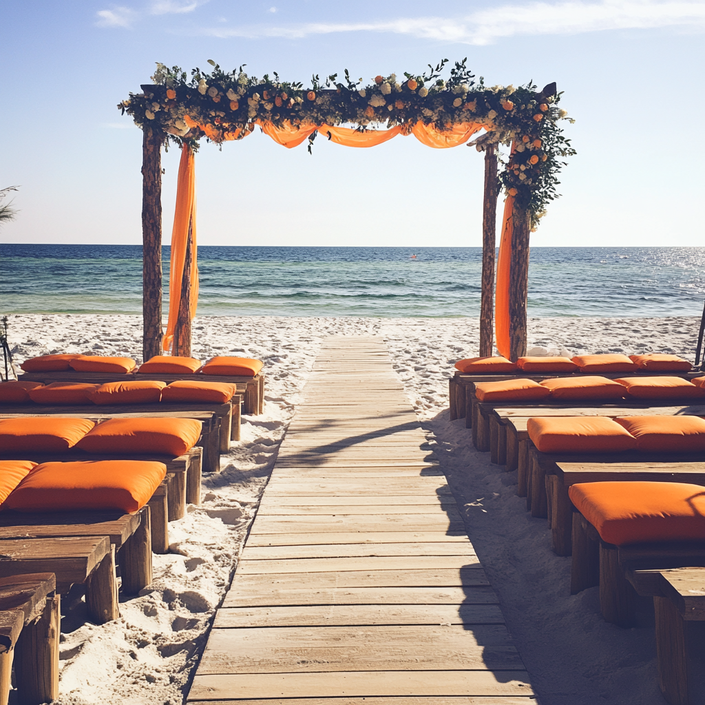 The setting of a beach wedding | Source: Midjourney