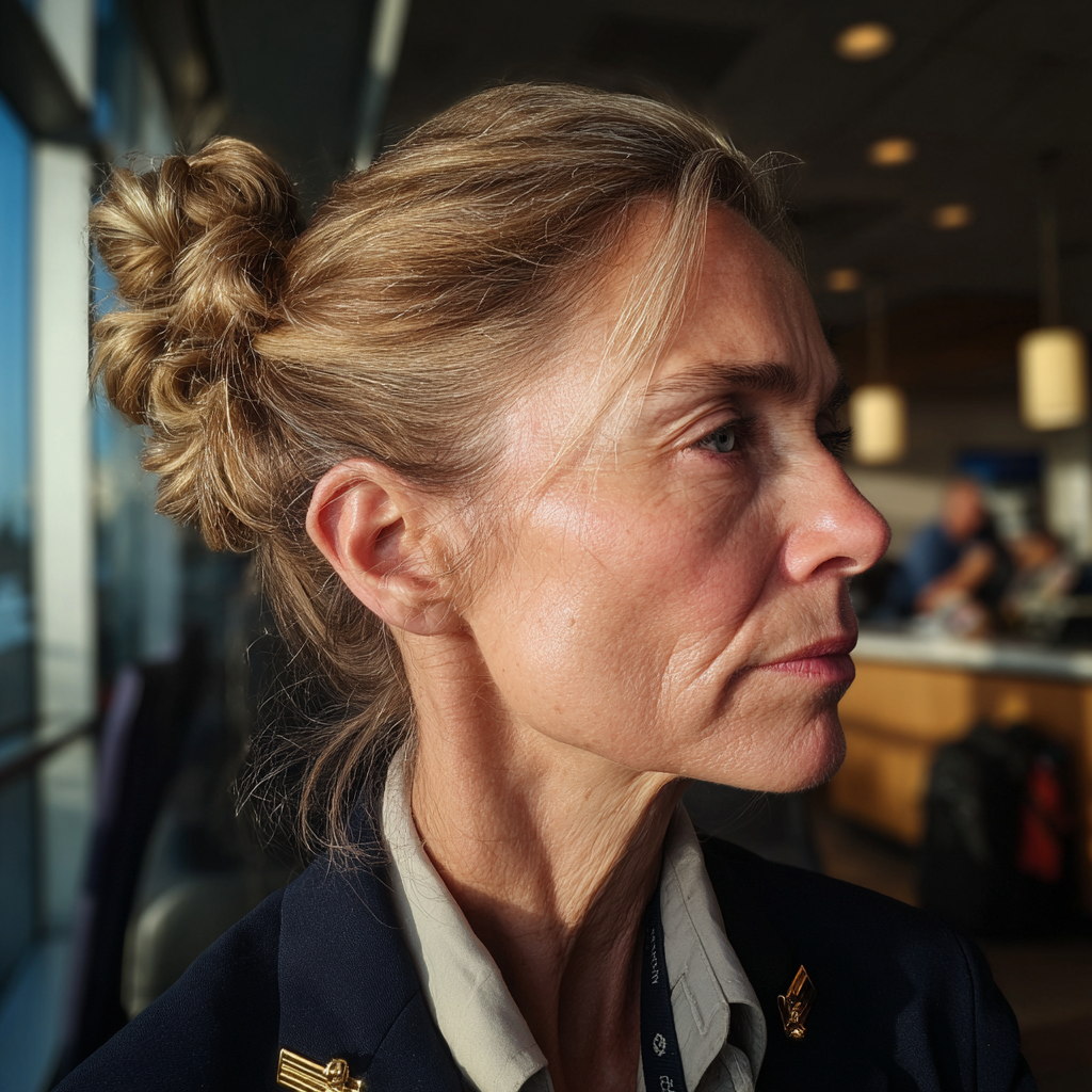 A side view of a woman working in an airport | Source: Midjourney