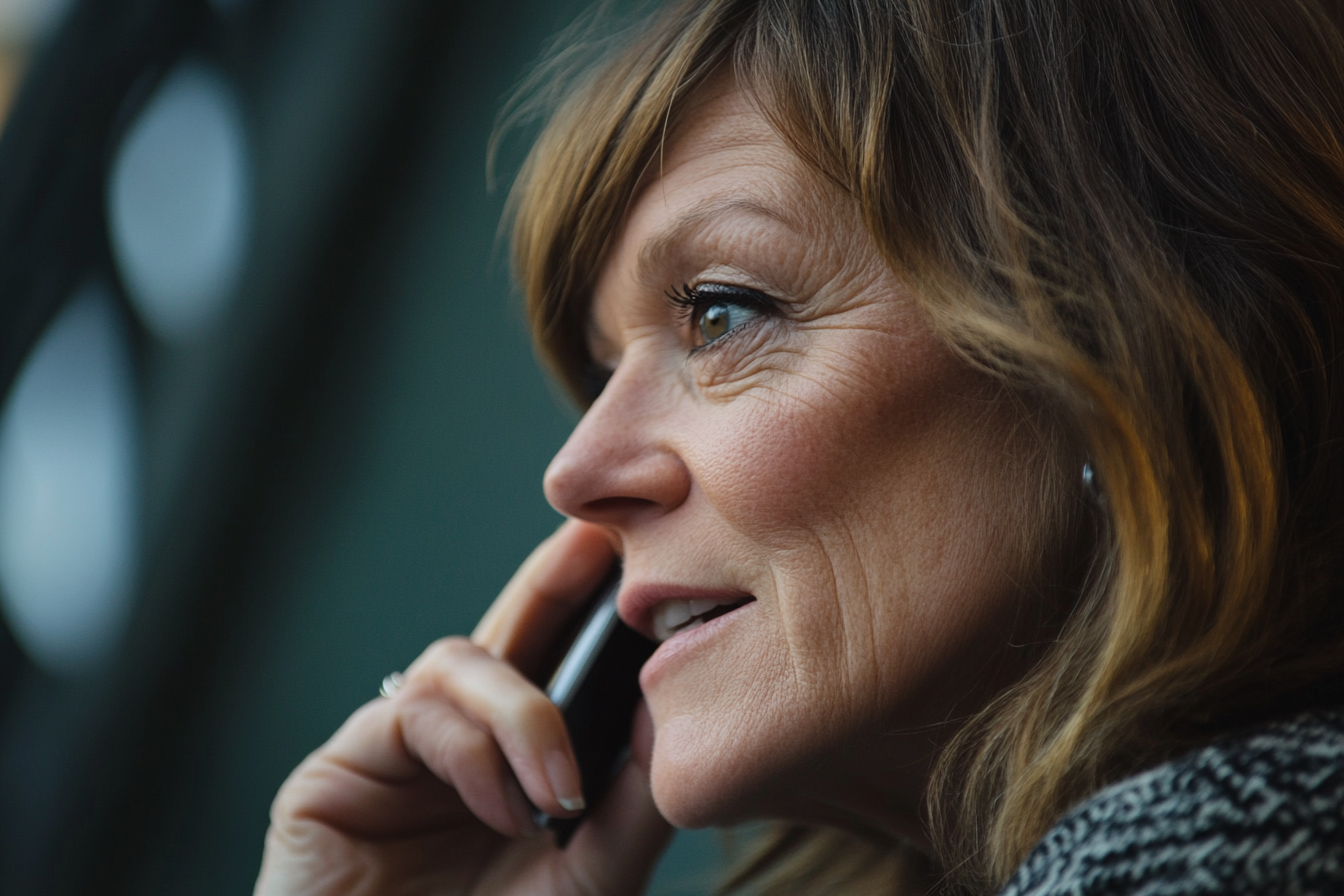 A woman speaking on her phone | Source: Midjourney