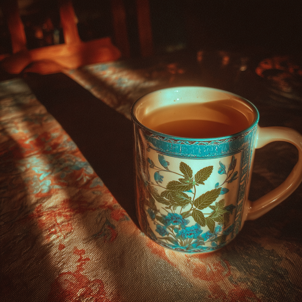 A cup of peppermint tea | Source: Midjourney