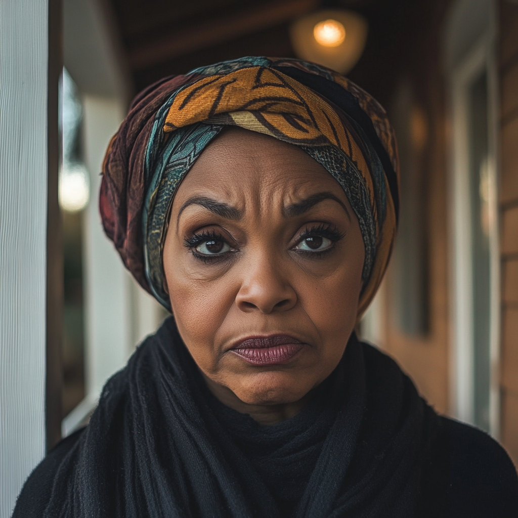 An angry woman standing outside her neighbor's house | Source: Midjourney