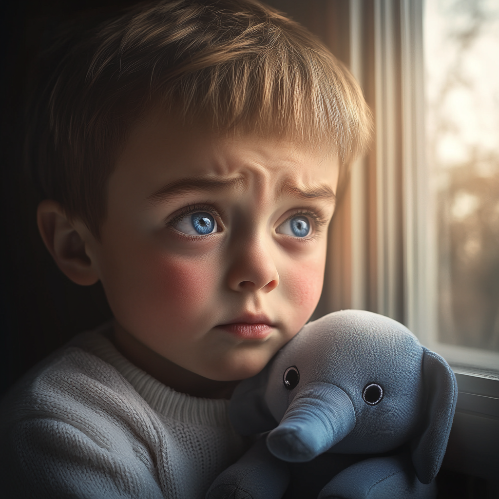 A heartbroken boy looking outside the window | Source: Midjourney