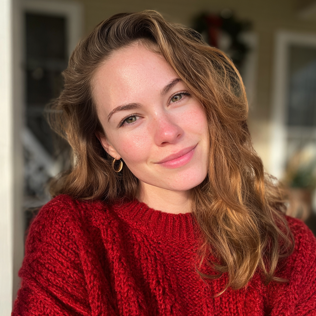 A smiling woman standing on a porch | Source: Midjourney