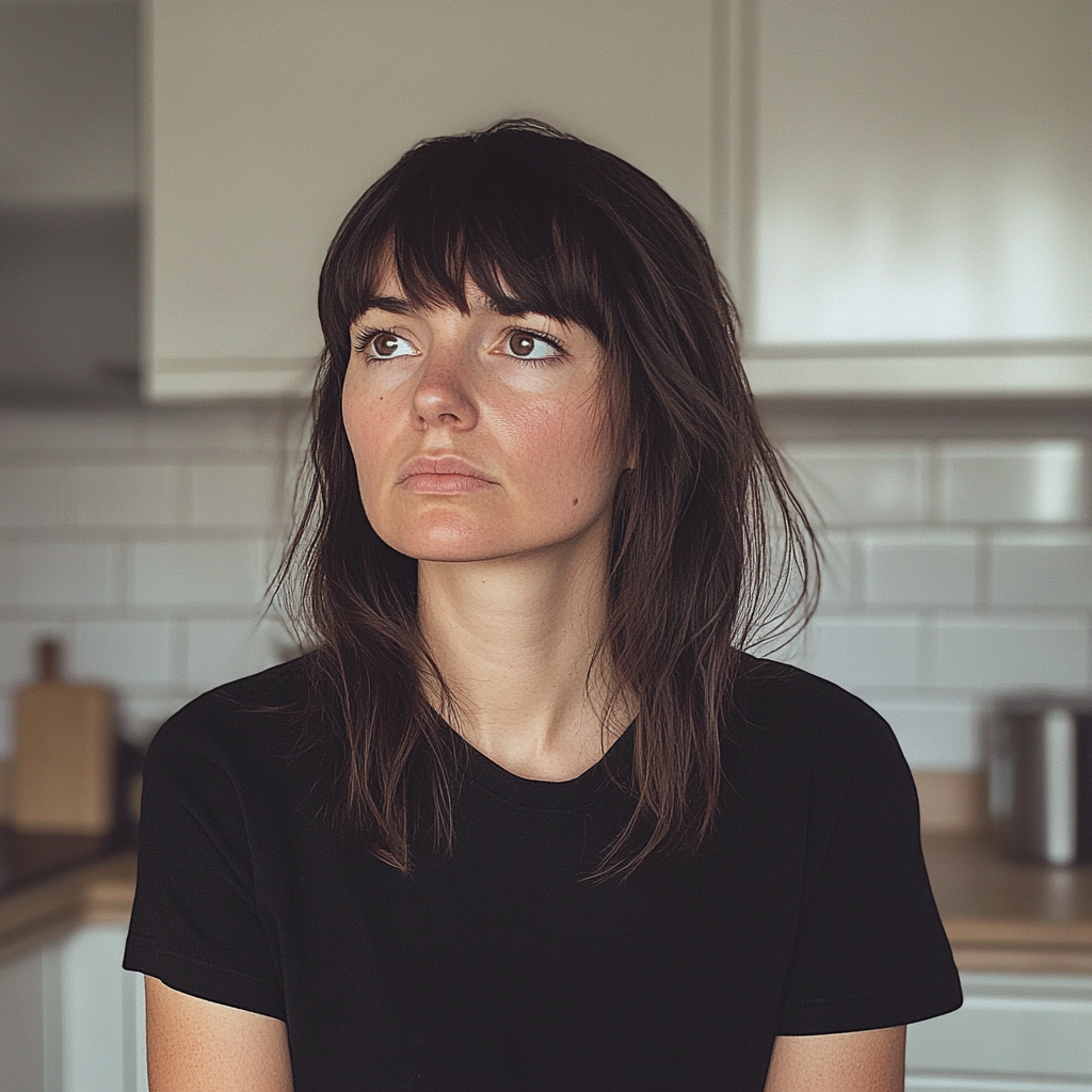 A woman standing in a kitchen | Source: Midjourney