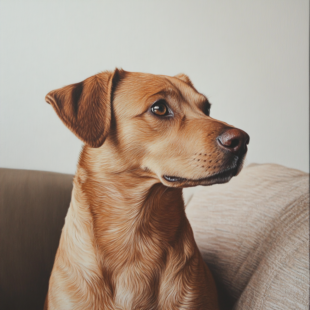 A dog sitting on a couch | Source: Midjourney