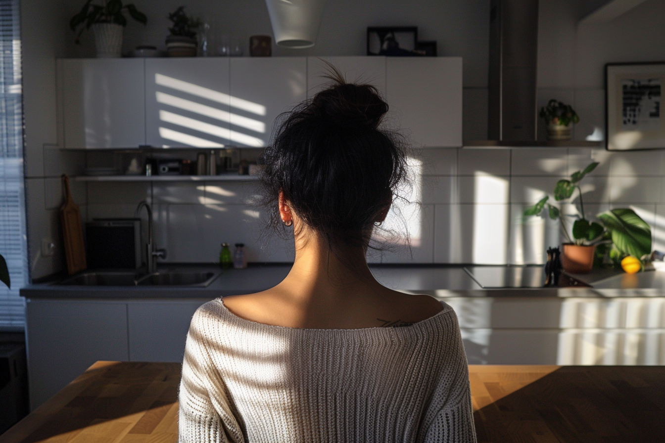 A woman standing in a kitchen | Source: Midjourney