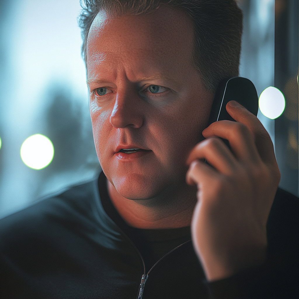 A man talking to his daughter-in-law on the phone | Source: Midjourney