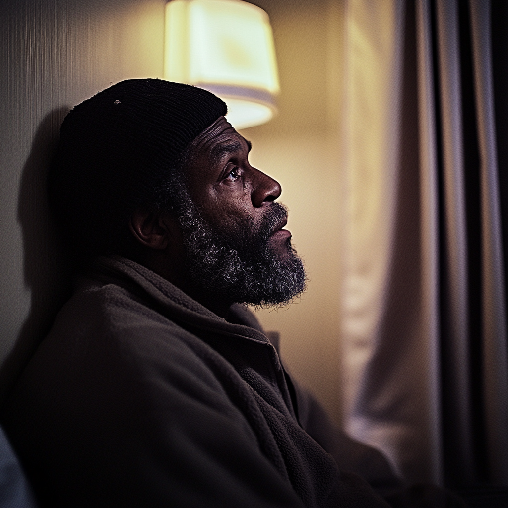 A surprised man in a hotel room | Source: Midjourney