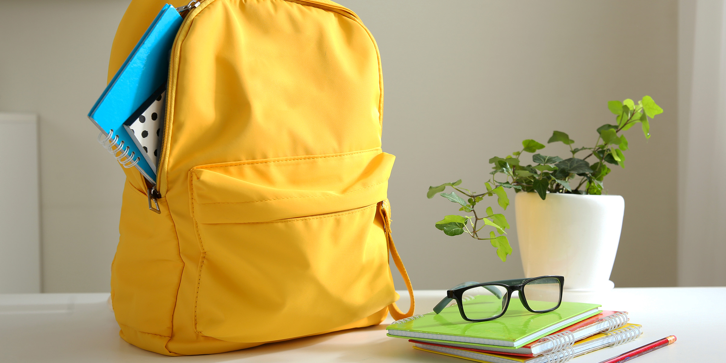 A child's backpack on a desk | Source: Shutterstock