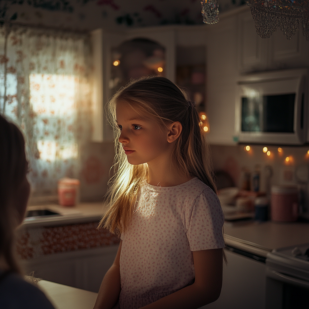 Little girl talking to her mother | Source: Midjourney