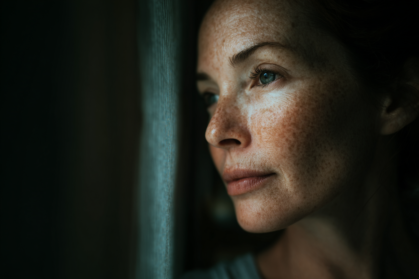 A woman standing near a window | Source: Midjourney
