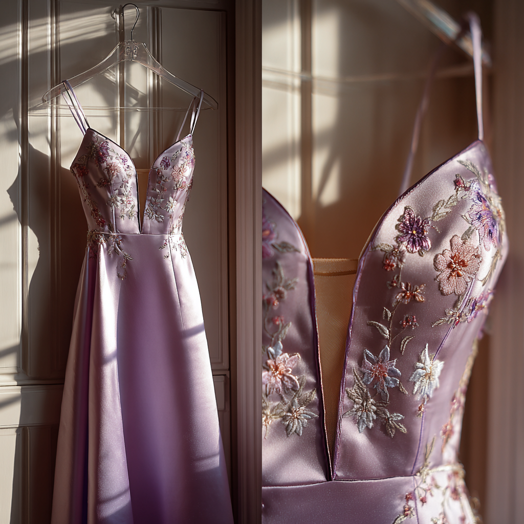 A lavender prom dress | Source: Midjourney