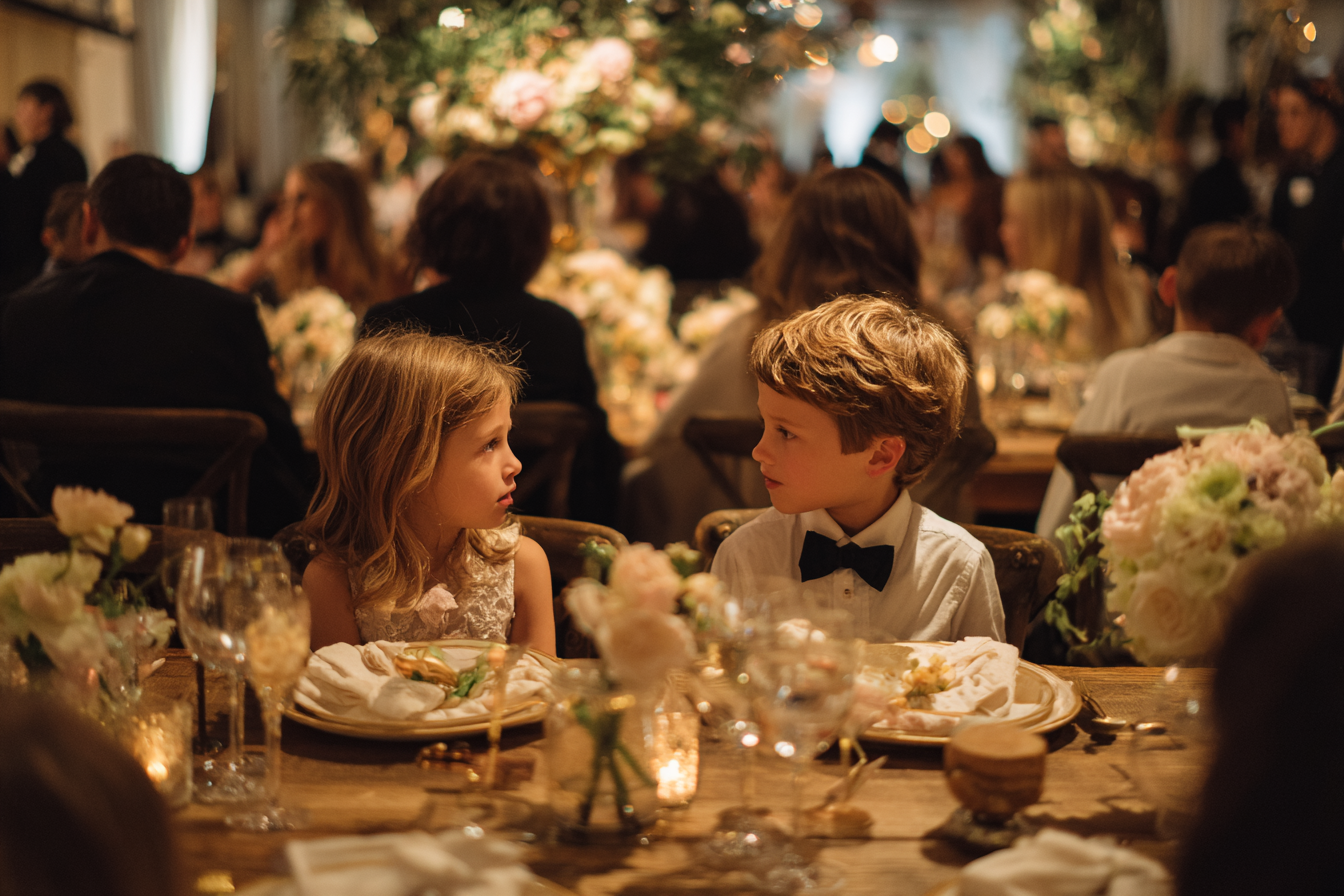 The childrens' table at a wedding reception | Source: Midjourney