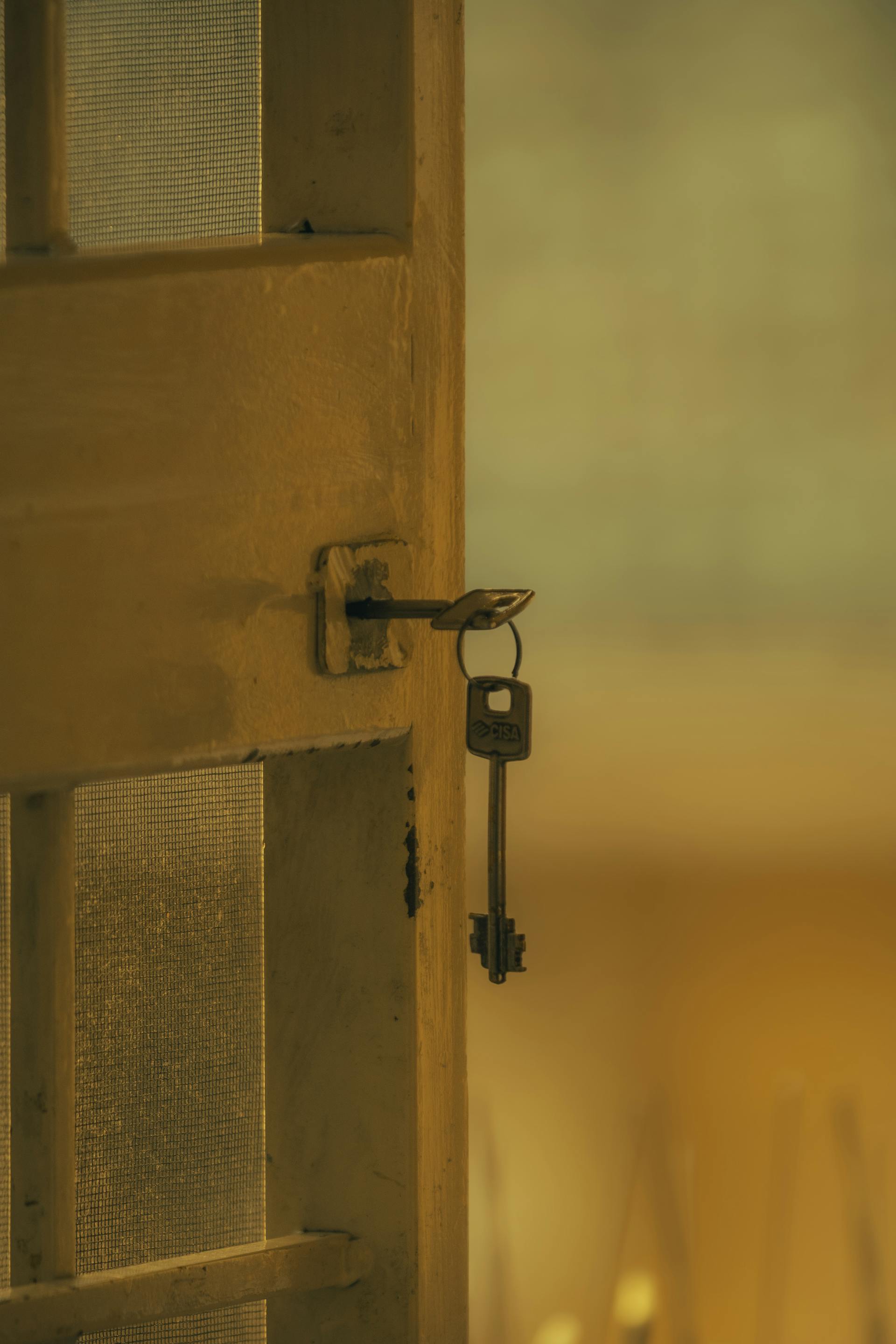 A key in the lock of a door | Source: Pexels