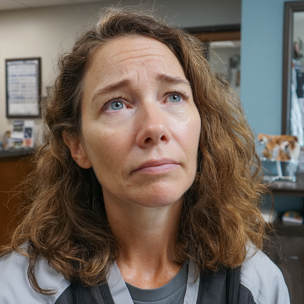 A worried woman standing in a waiting room | Source: Midjourney