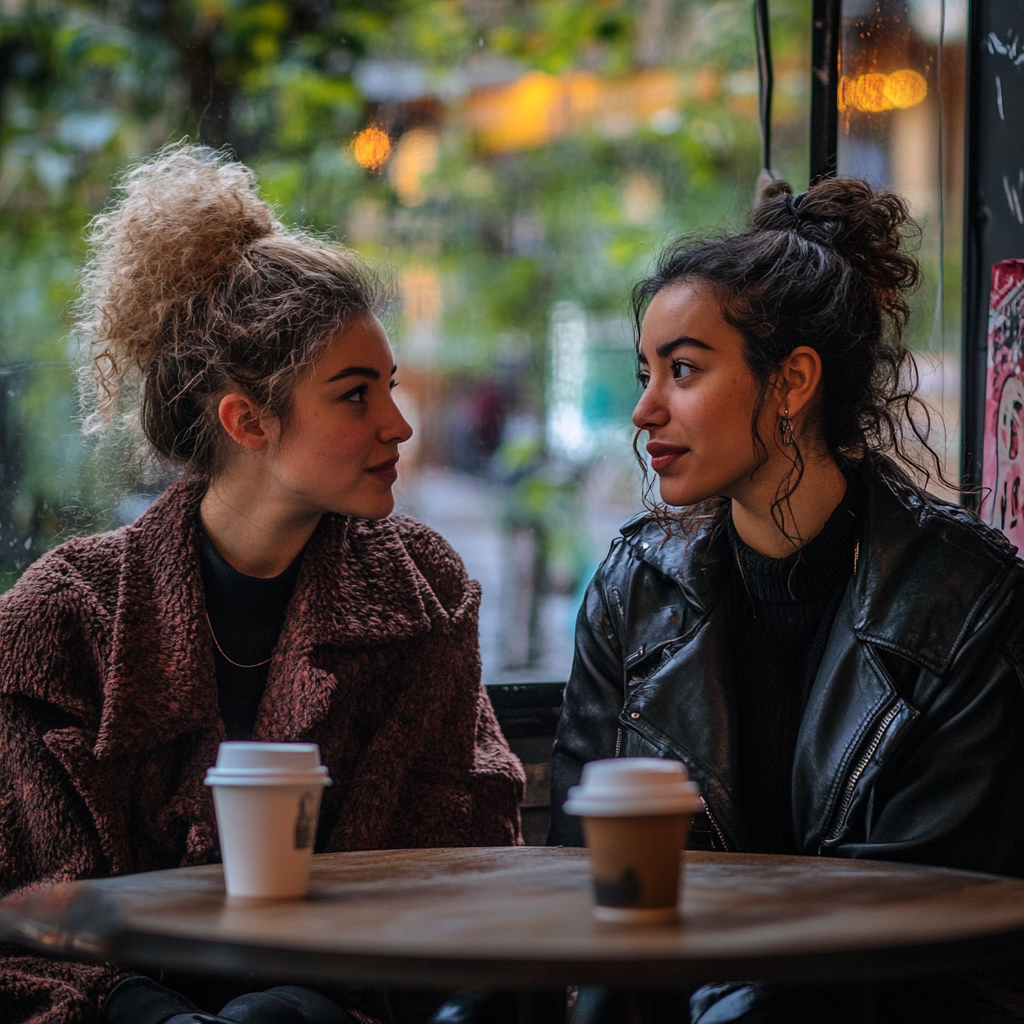 Women having a conversation over coffee | Source: Midjourney