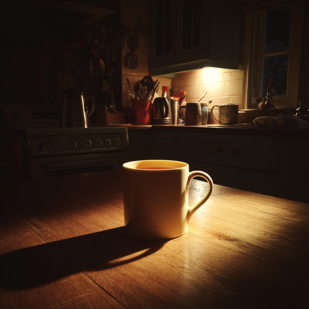 A cup of tea on a table | Source: Midjourney