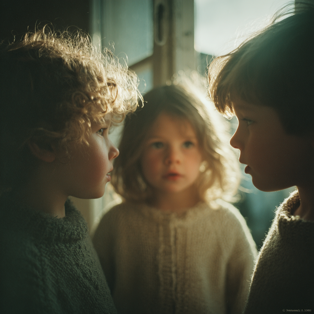 Surprised triplets looking at each other | Source: Midjourney