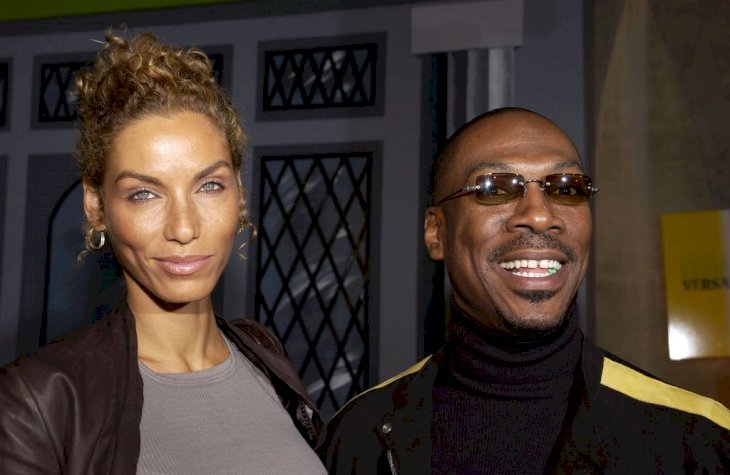 Eddie Murphy and Nicole Murphy at the "Shrek 2" DVD release party on November 8, 2004 at Spago in Beverly Hills, California. | Photo by Amanda Edwards/Getty Images
