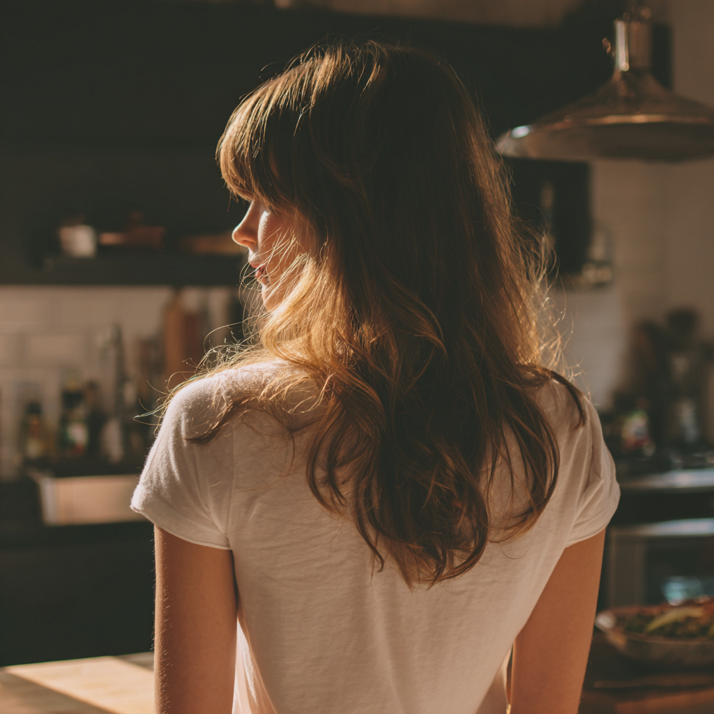 A woman standing in a kitchen | Source: Midjourney