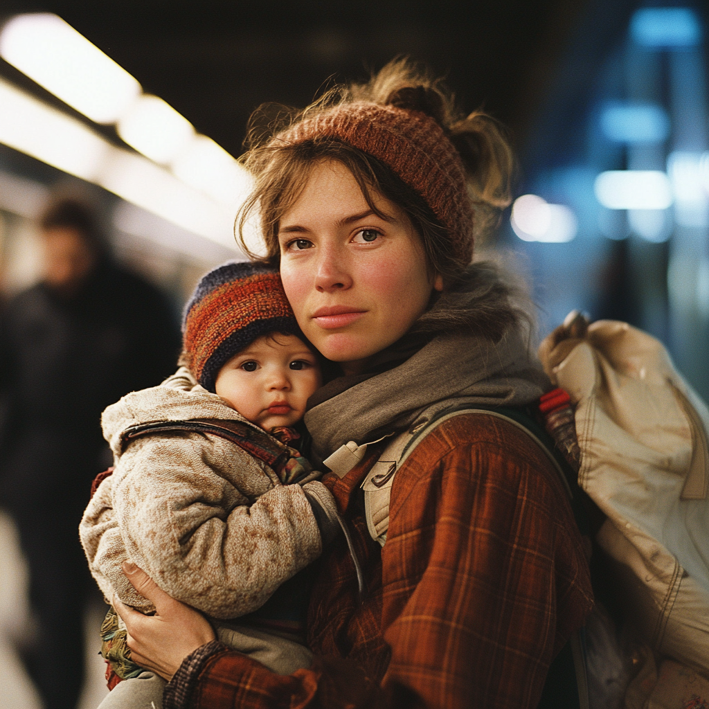 Lilly e Matthew parados na estação de trem | Fonte: Midjourney