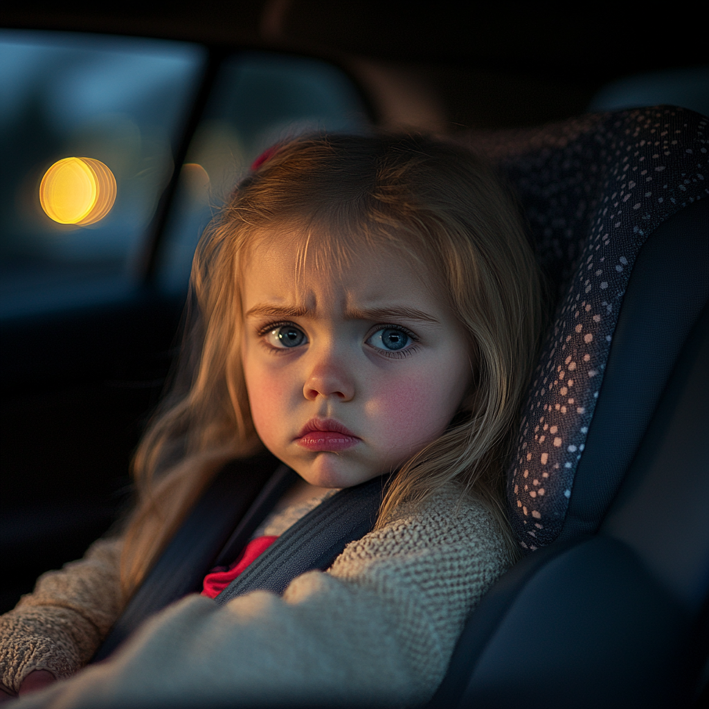 A sad girl in the car | Source: Midjourney