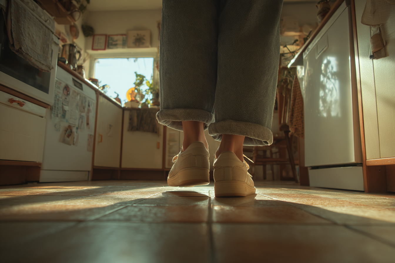 A woman walking in a kitchen | Source: Midjourney