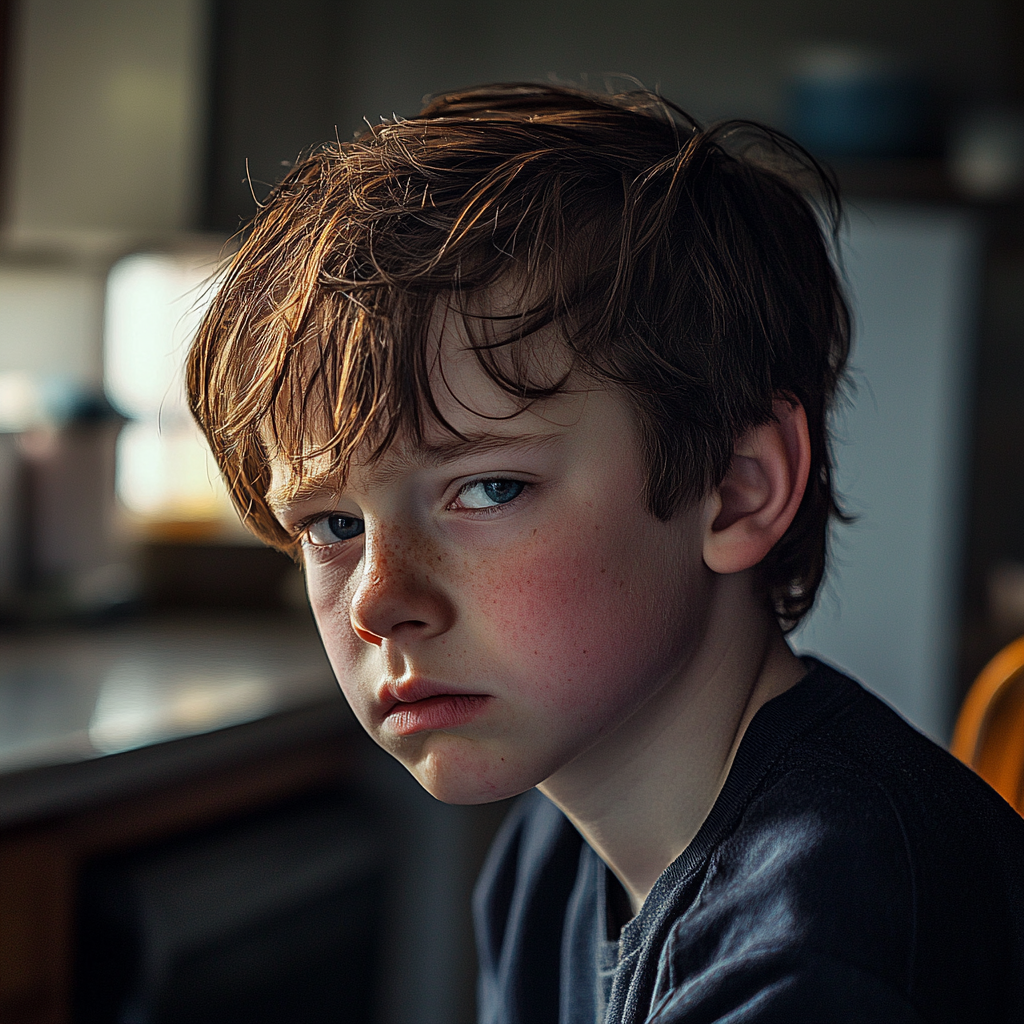 A sad boy in a kitchen | Source: Midjourney