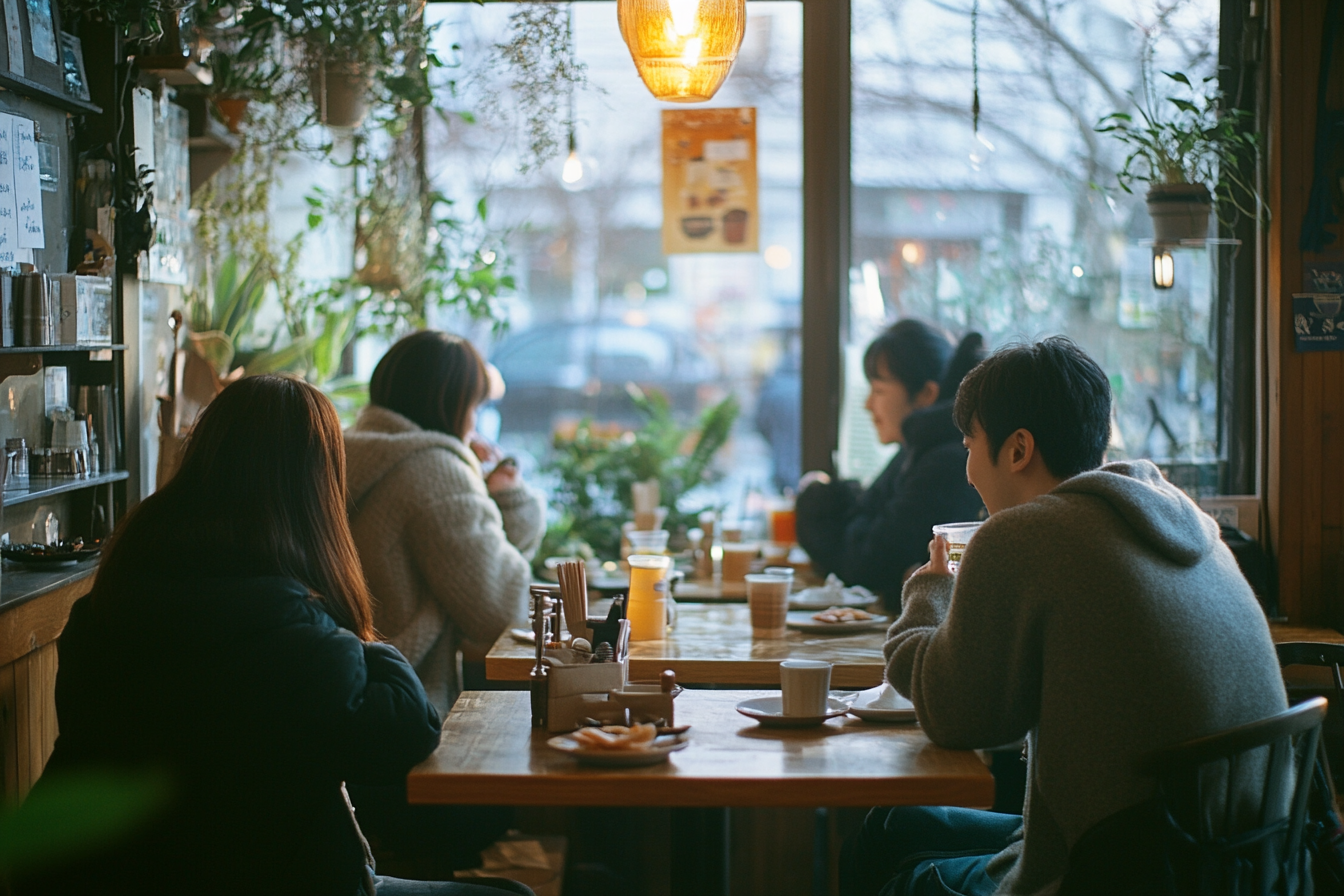 A warm café with customers | Source: Midjourney